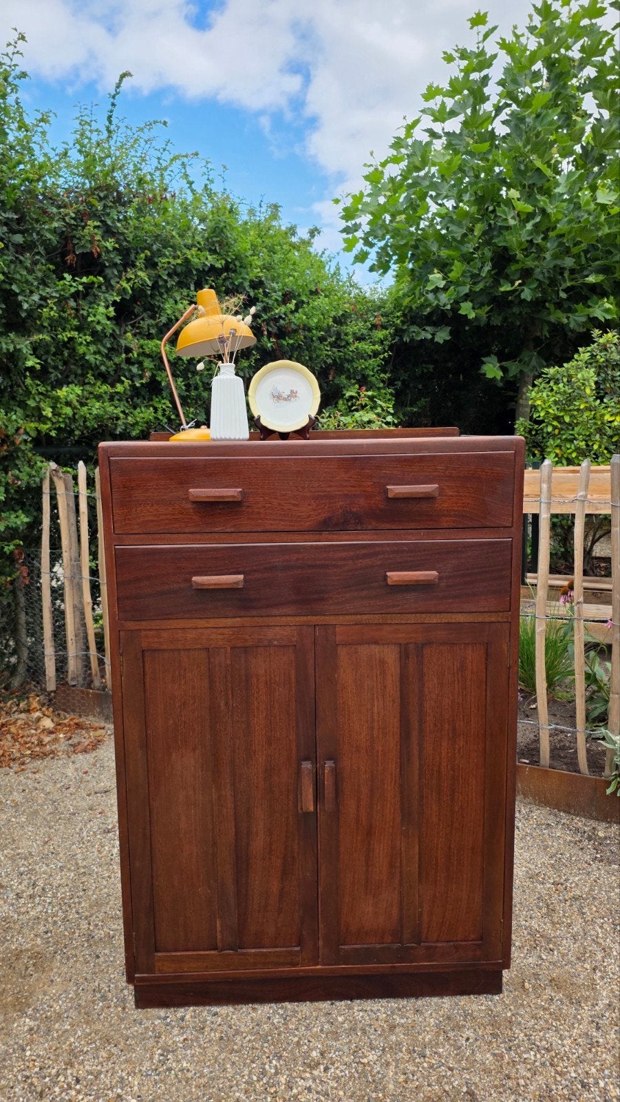 Engelse tallboy kast, jaren '40 Art Deco/Utility ladekast, Ophalen of Verzenden