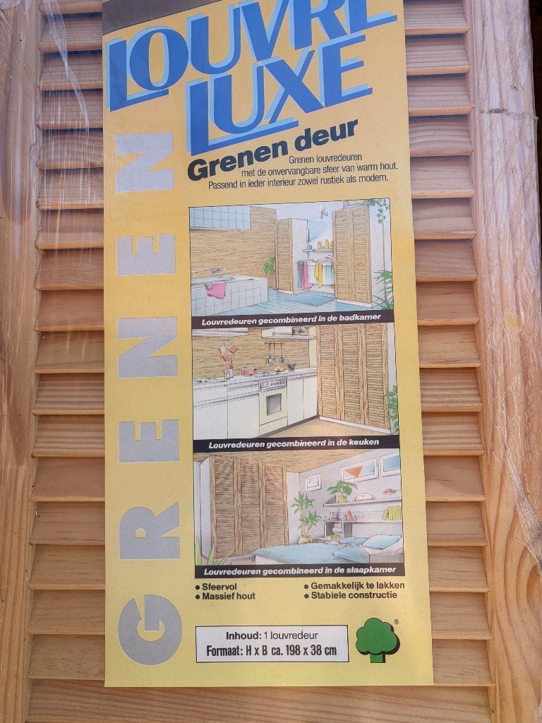 4 Grenen Louvre deuren - Nieuw in verpakking, Ophalen, Minder dan 80 cm, Binnendeur, Minder dan 200 cm