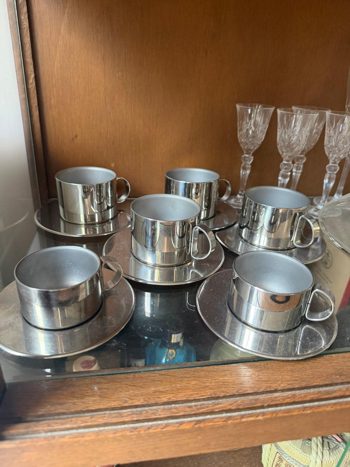 Vintage rvs koffie kopjes, Huis en Inrichting, Ophalen, Zo goed als nieuw, Rvs