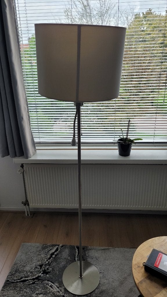 Sta Lamp zilver met beige lampenkap, Ophalen, Gebruikt, E14 (klein), Metaal