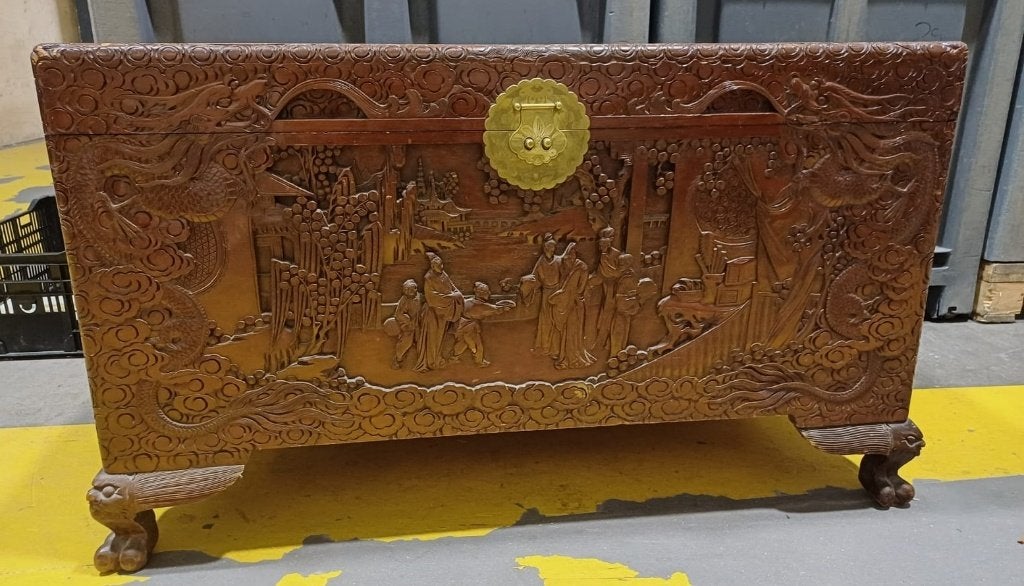 Vintage Chinese houten kist, Ophalen, 50 – 75, Gebruikt, 50 tot 100 cm
