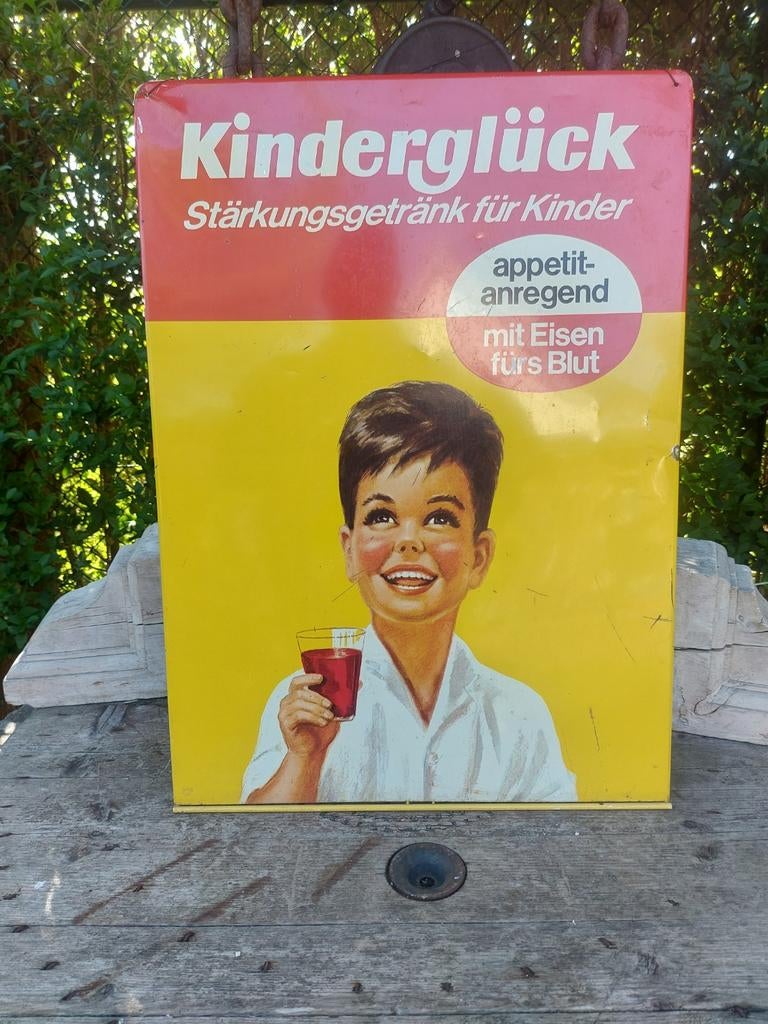 Oud reclamebord in blik  ca 66 x 48 cm, Ophalen of Verzenden, Gebruikt, Reclamebord