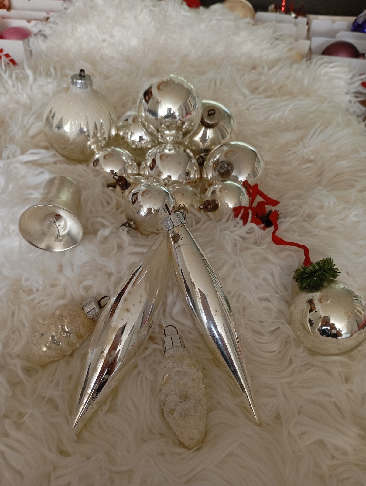 17 ANTIEKE ZILVEREN KERSTBALLEN NU ALLES 25€ ZIE FOTO,S, Ophalen of Verzenden