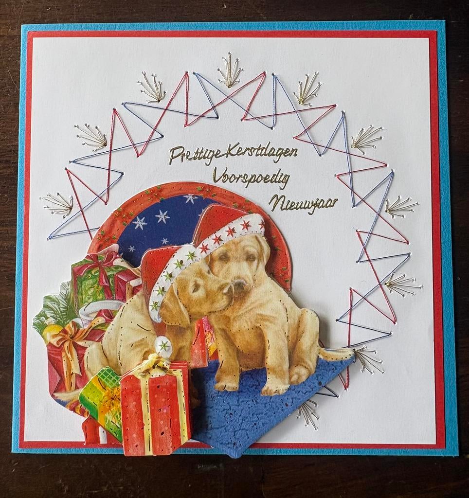 Nieuwe zelfgemaakte kerstkaart borduur 3D, Hobby en Vrije tijd, Ophalen of Verzenden, Nieuw, Kerst