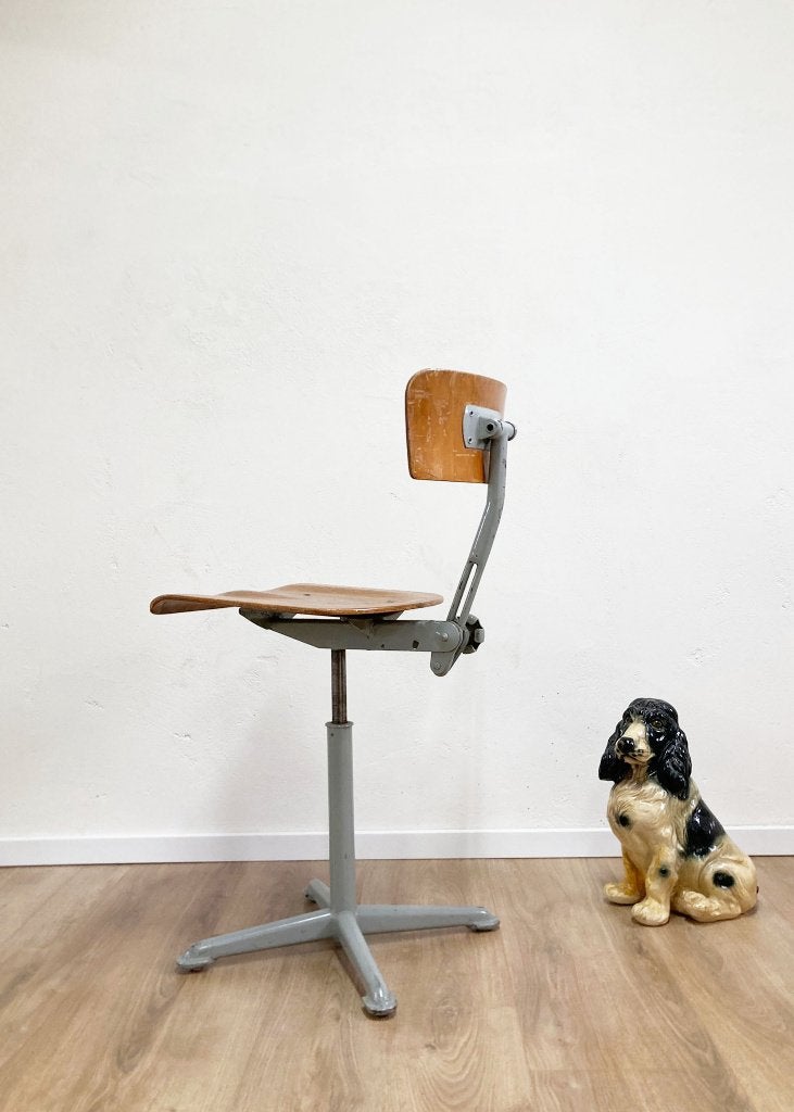 Industriële retro tekenstoel, Friso Kramer? Vintage stoel, Ophalen, O, O, Grijs