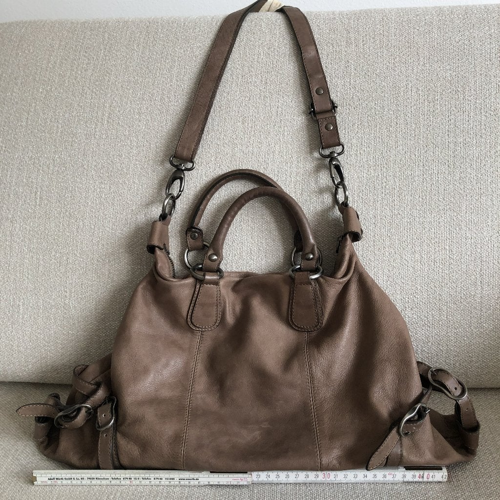 Gianni Chiarini lederen damestas, Sieraden, Tassen en Uiterlijk, Tassen | Damestassen, Ophalen, Gebruikt, Beige, Handtas