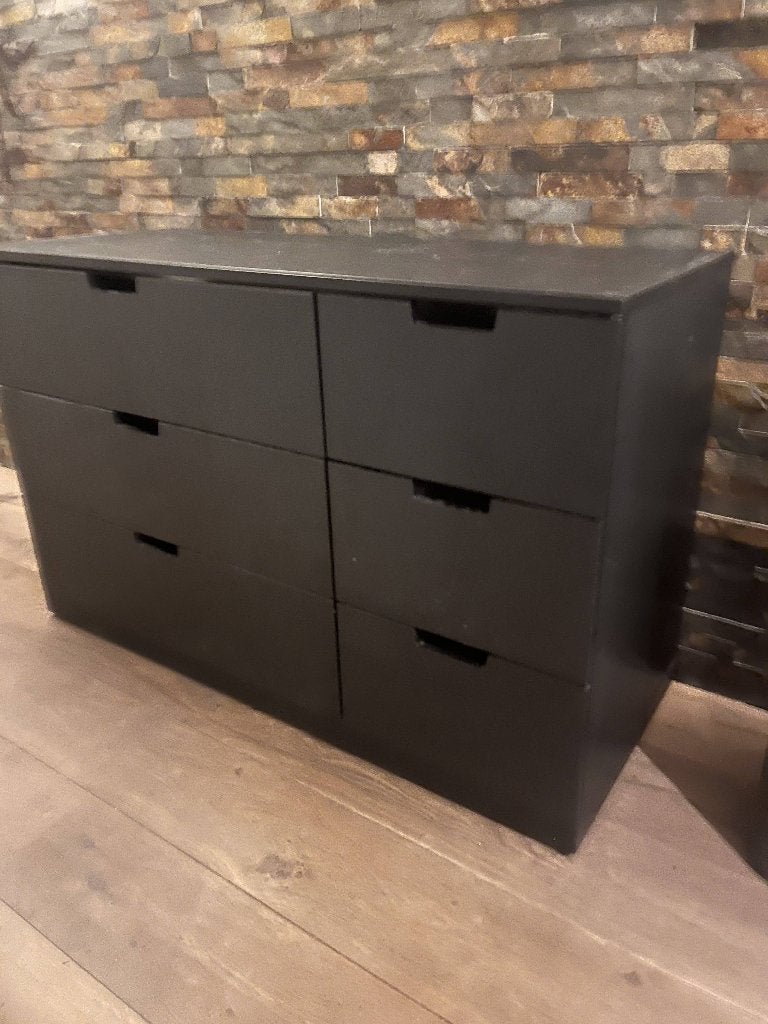 IKEA NORDLI ladekast – 6 lades – 120 cm breed - Antraciet, Huis en Inrichting, Kasten | Ladekasten, Ophalen, Gebruikt, 100 tot 150 cm