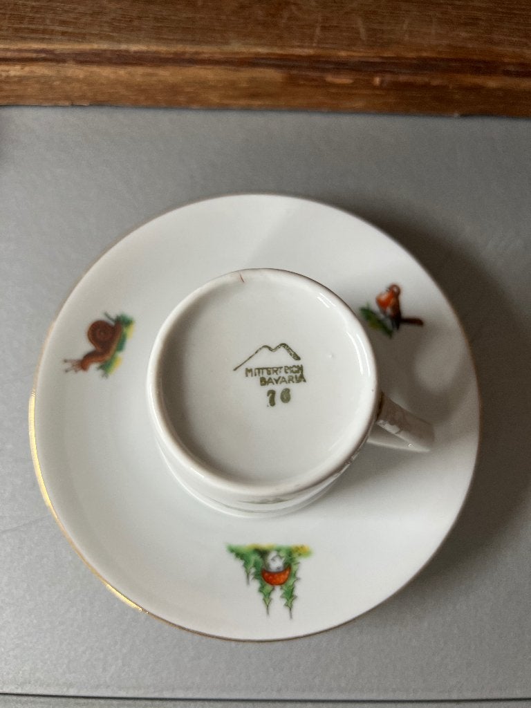 Mitterteich Bavaria Espresso Kopje met Schotel - Bosmotief, Ophalen of Verzenden