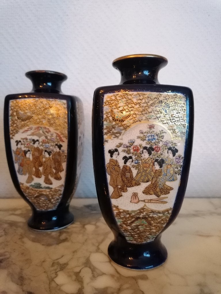 koppel vazen 18 cm japan 1900 gesigneerd, Antiek en Kunst, Ophalen