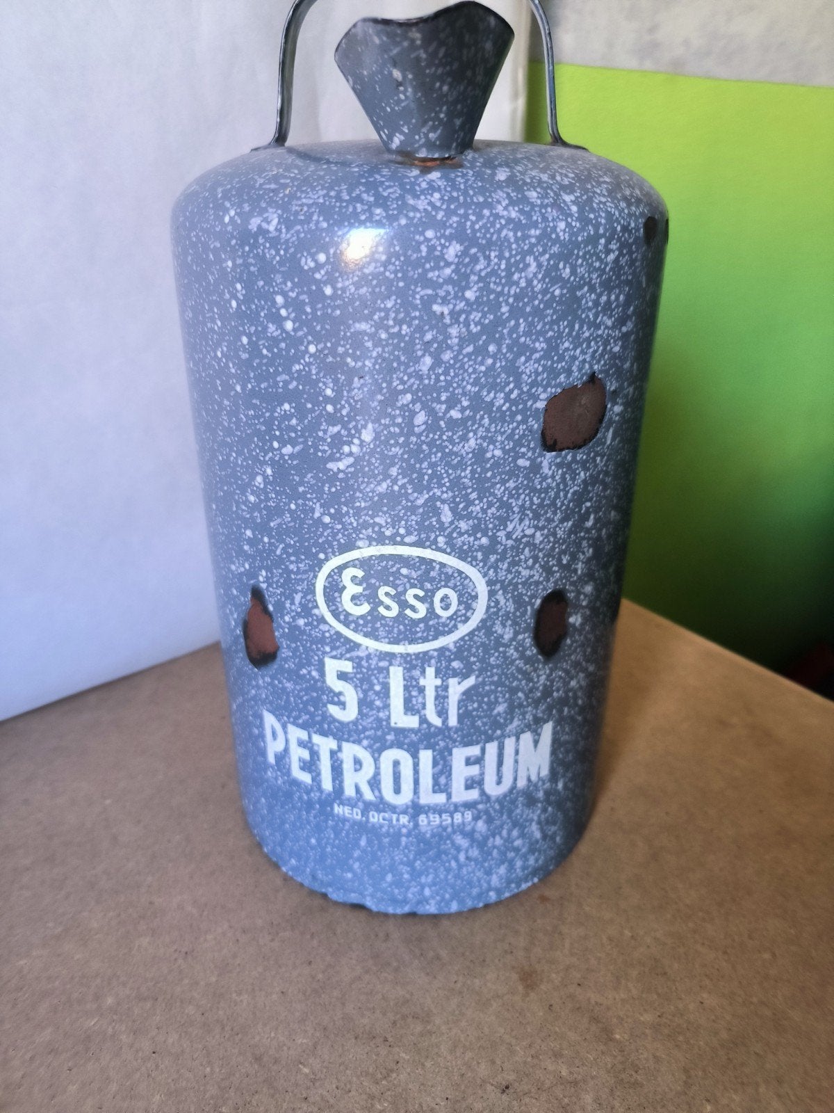Vintage Esso Petroleum 5L emaille kan, Ophalen of Verzenden