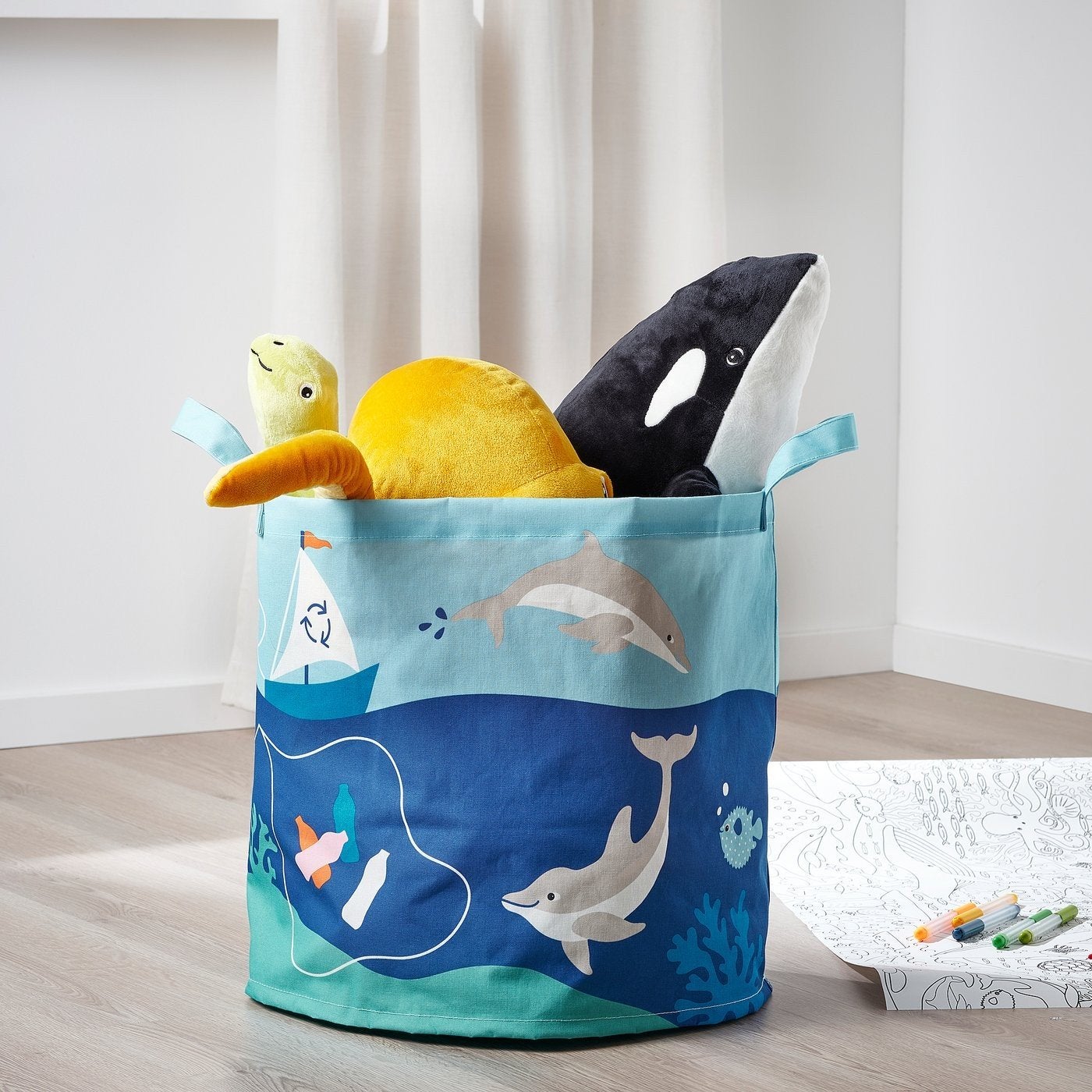 IKEA Blavingad Opbergmand/Wasmand Zeedieren - 42 cm, Ophalen, Zo goed als nieuw