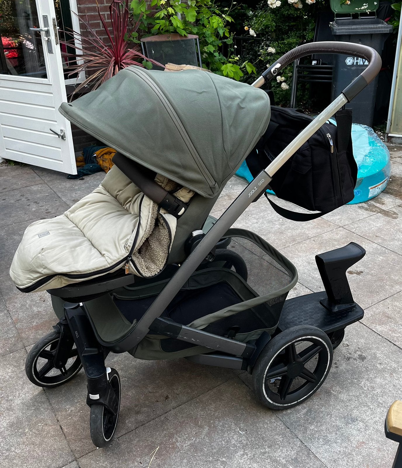 Joolz Geo3 forest green kinderwagen - complete set!, Zo goed als nieuw, Verstelbare duwstang, Ophalen, Kinderwagen