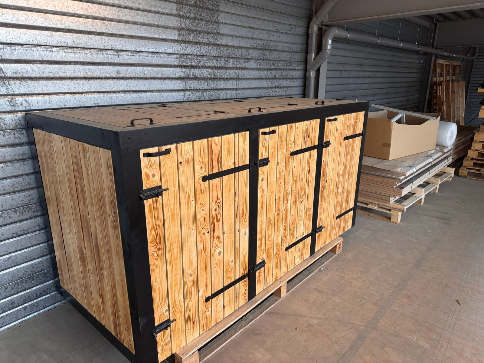 Houten Containerberging voor 3 Containers | kliko ombouw, Tuin en Terras, Ophalen of Verzenden, Nieuw, Hout, Containerberging