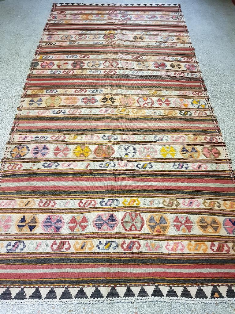 Vintage Kelim (kilim) 330 x 153 cm - vloerkleed (boho), Crème, 150 tot 200 cm, 200 cm of meer, Ophalen of Verzenden