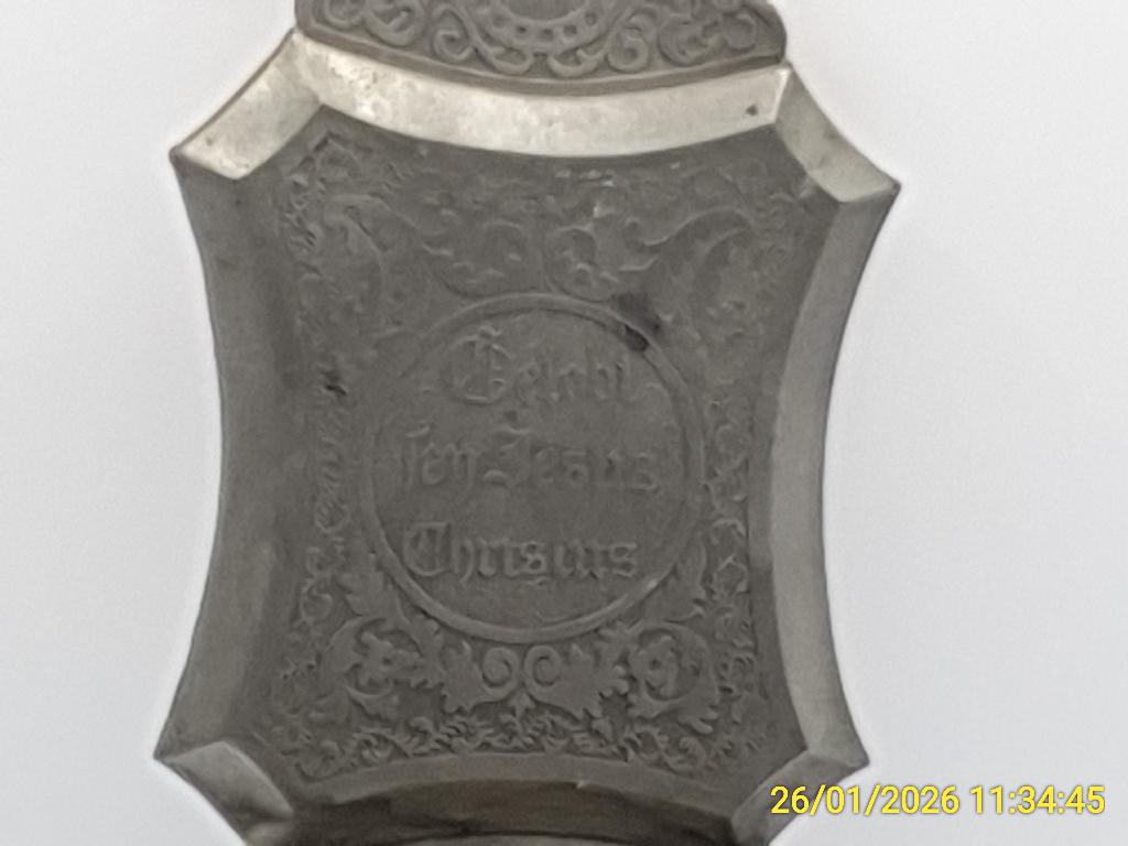 Antiek wijwaterbakje met kruis, Ophalen of Verzenden