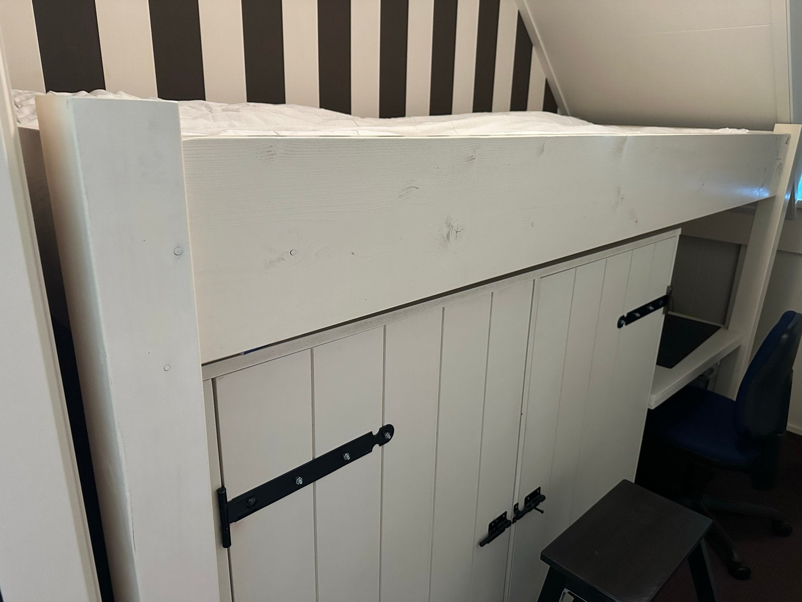 Multifunctionele Hoogslaper met Kast, Bureau en Lattenbodem, Ophalen, Gebruikt, Hoogslaper, Eenpersoons