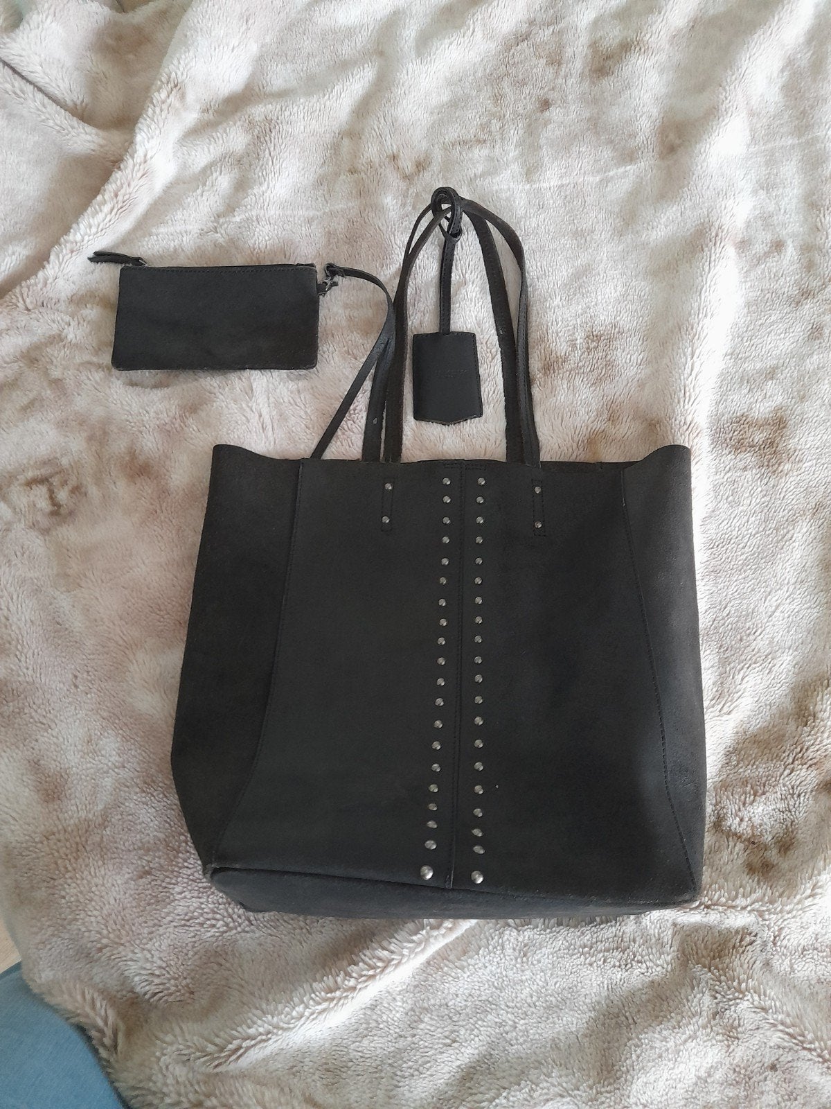 Te koop zgan Burkely lederen shoppertas,+ Portomonnee zwart, Ophalen of Verzenden, Zo goed als nieuw, Zwart, Handtas
