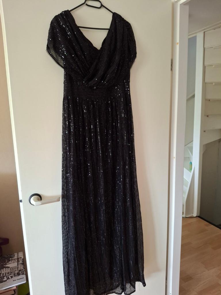 Elegante Zwarte Galajurk met Pailletten, Galajurk, Zwart, Maat 46/48 (XL) of groter, Ophalen of Verzenden