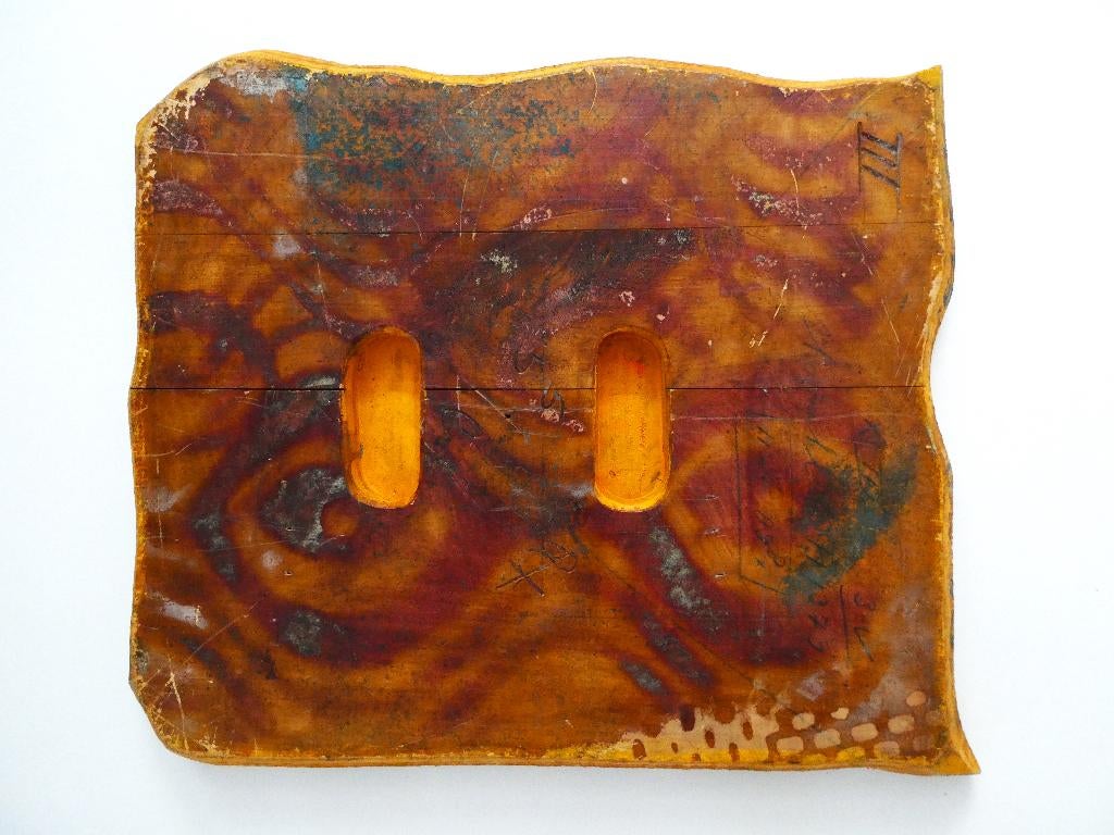 Grote houten batik stempel/ sjabloom kijkende ogen turquoise, Ophalen of Verzenden