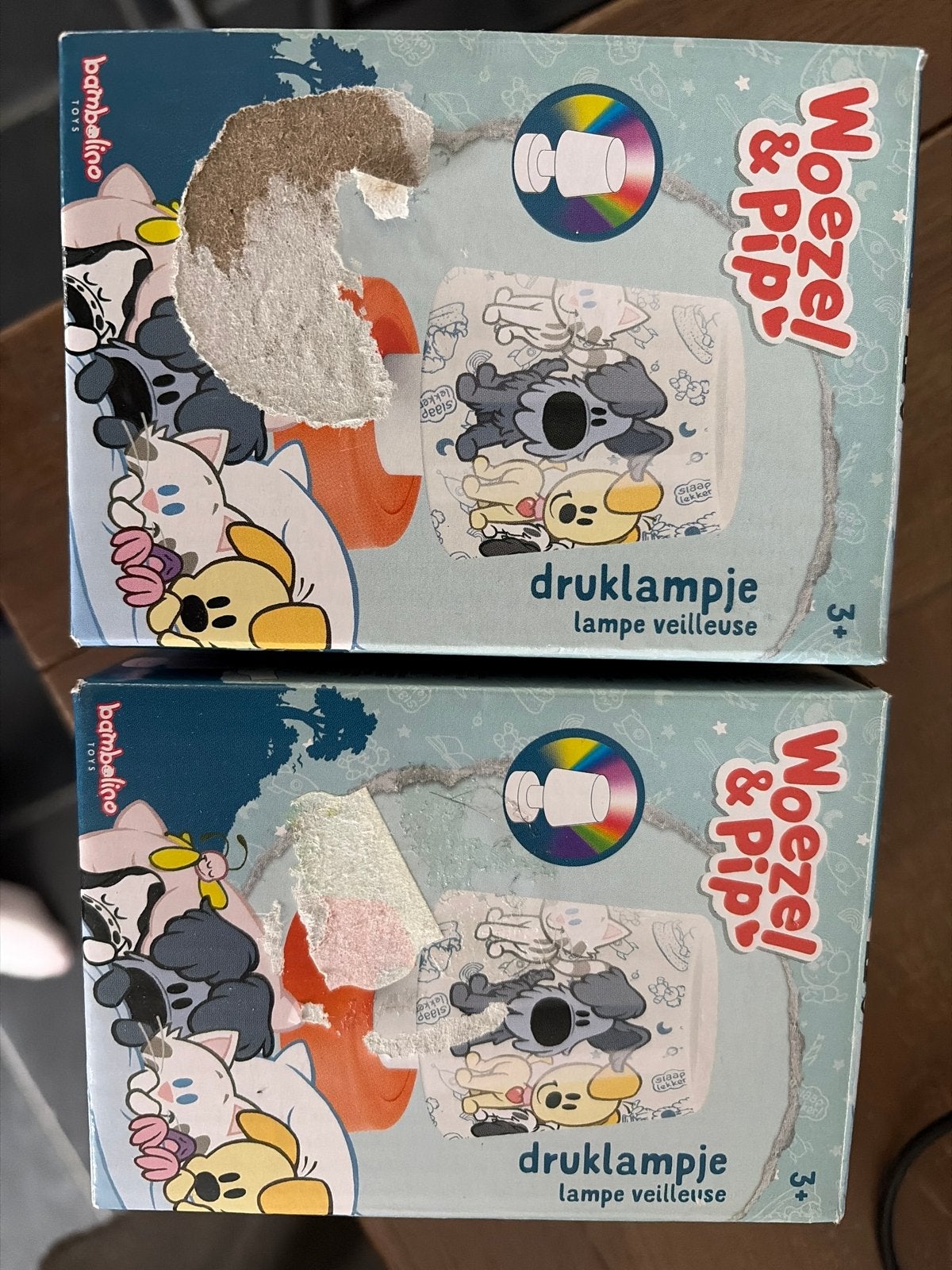 2x Woezel & Pip druklampje - Nieuw in doos, Overige merken, Nieuw, Ophalen of Verzenden, Meerkleurig