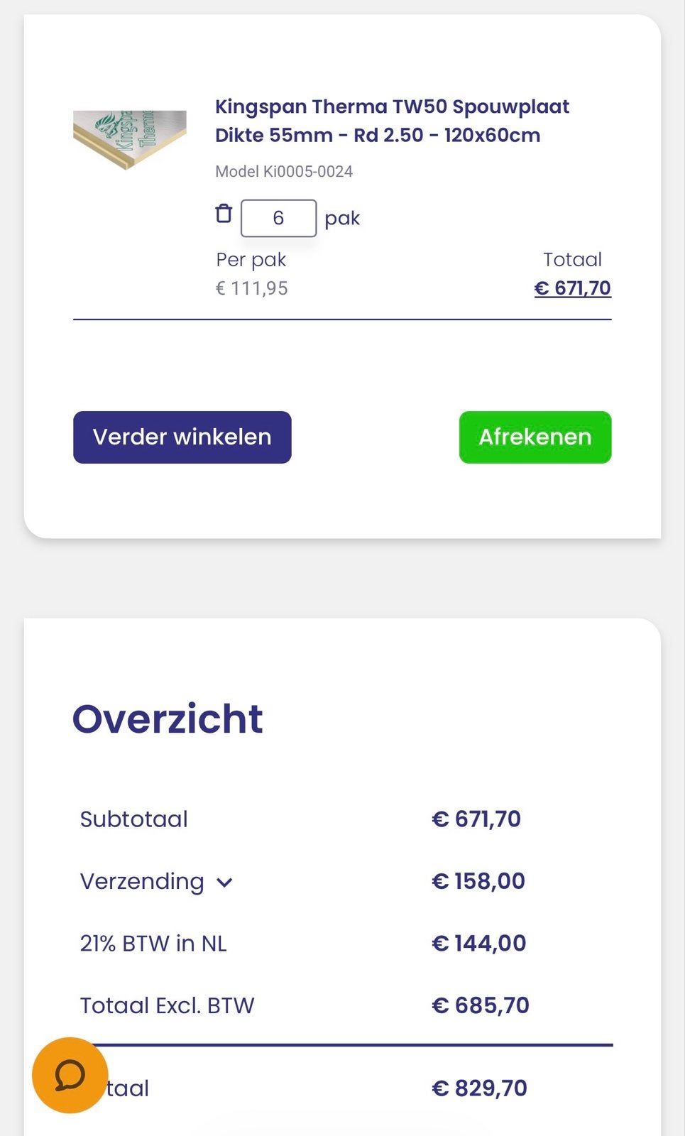 Kingspan Therma TW50 Spouwplaat 55mm - Rd 2.50, Ophalen, 4 tot 8 cm, Nieuw, Hardschuim (Pir)