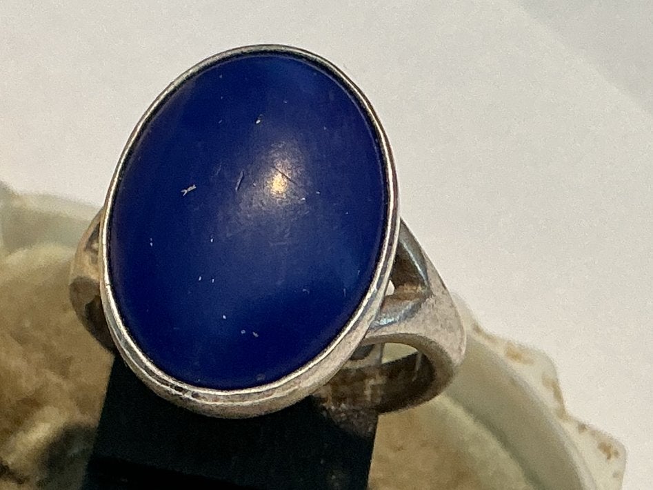 PRACHTIGE MASSIEF 925 ZILVER EN LAPIS LAZULI EDELSTEEN RING, Verzenden, Zilver, Ring, Met edelsteen