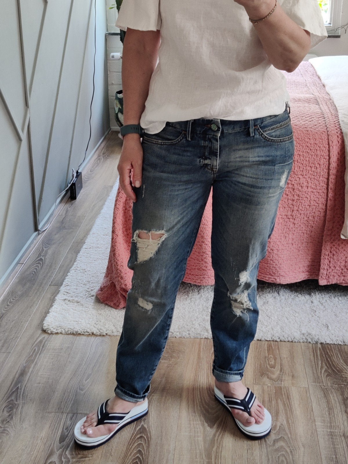 Massimo Dutti witte linnen top met Trompet mouwen., Massimo Dutti, Verzenden, Wit, Zo goed als nieuw