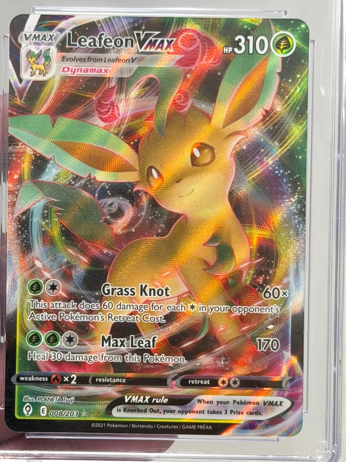 Pokémon Leafeon VMAX 008/203 Evolving Skies CGC 10 2021 #008, Ophalen of Verzenden, Nieuw, Losse kaart