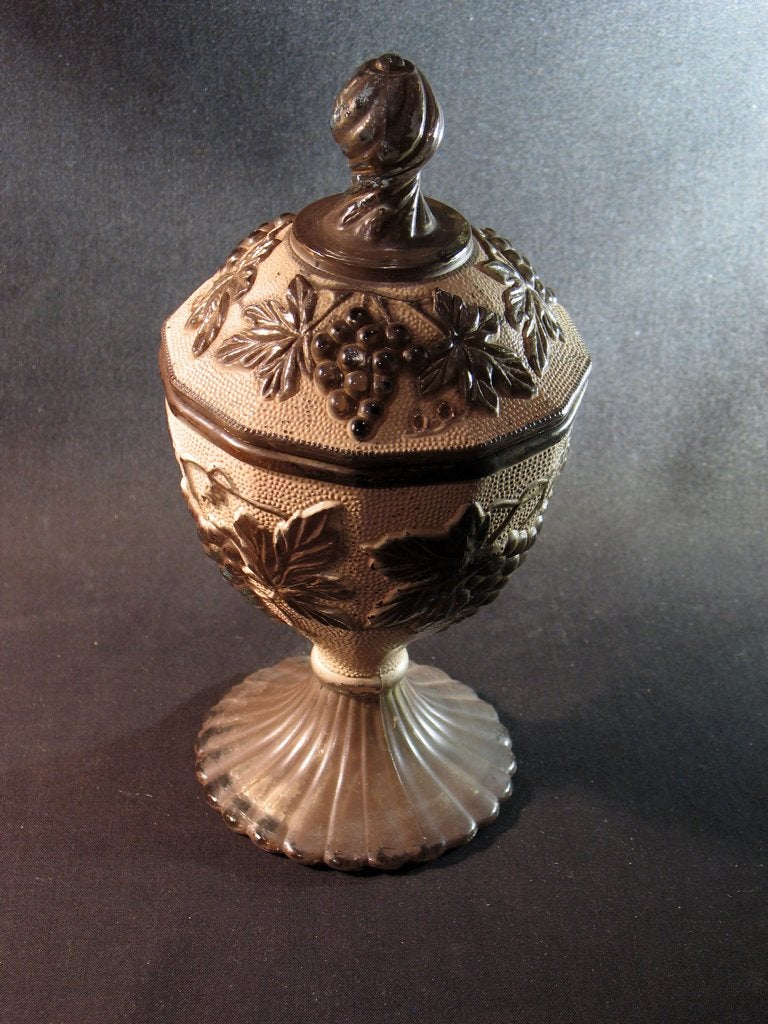 Antiek glazen bokaal met deksel druiven, 1850. 1973, Antiek en Kunst, Ophalen of Verzenden