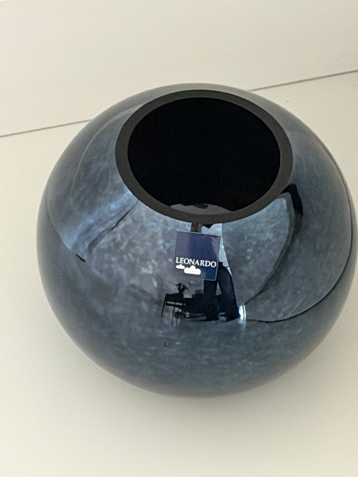 Prachtige donkerblauwe glazen bolvaas van Leonardo – 12 cm h, Huis en Inrichting, Ophalen of Verzenden, Zo goed als nieuw