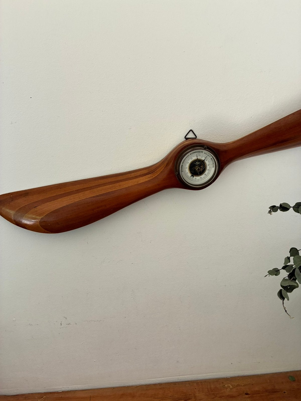 Vintage wand barometer in houten vliegtuig propellor, Ophalen of Verzenden, Gebruikt
