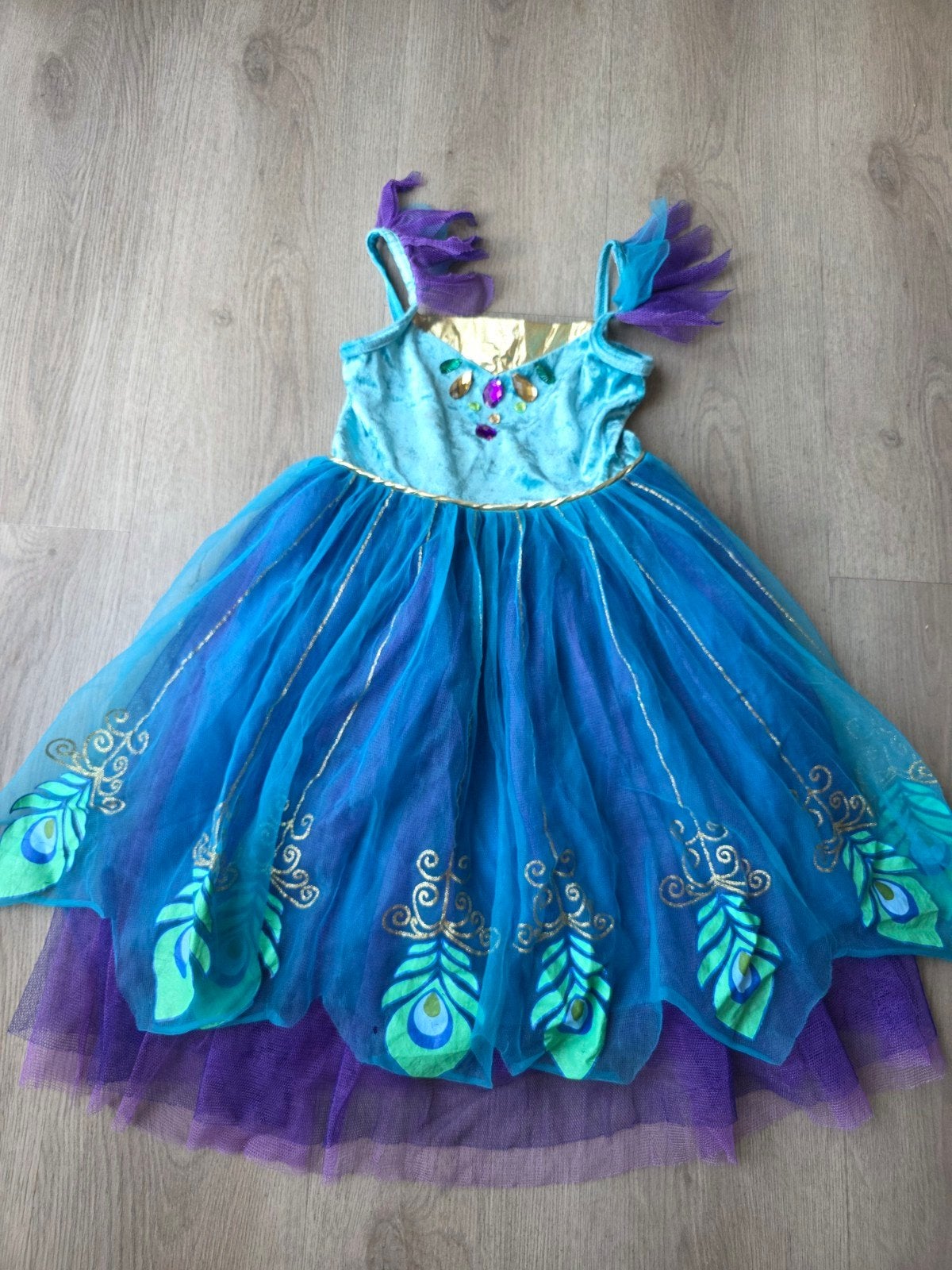 Prinsessenjurk Pauw - Meisjes 6-8 jaar - Carnaval/Verkleed, Ophalen of Verzenden