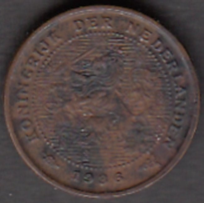 Nederland halve cent 1936 Wilhelmina in munthouder, Postzegels en Munten, Munten | Nederland, Ophalen of Verzenden, Koningin Wilhelmina