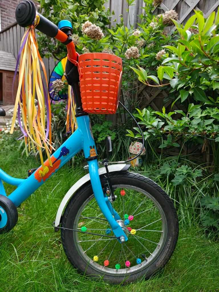 Puky Youke kinderfiets, 16 inch, blauw/oranje, Ophalen, Zo goed als nieuw, Terugtraprem, Puky