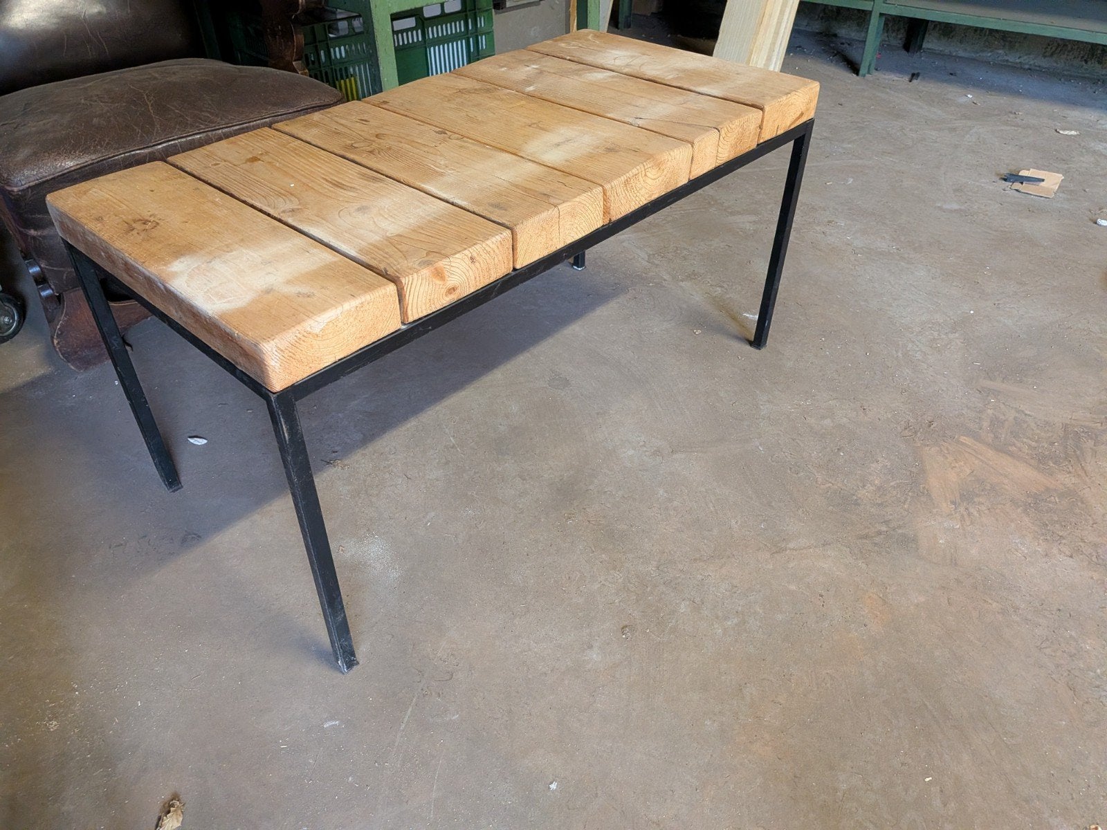 Bijzettafel van geschaafd balkhout - Industriële look, Gebruikt, 75 cm of meer, Industrieel, Rechthoekig