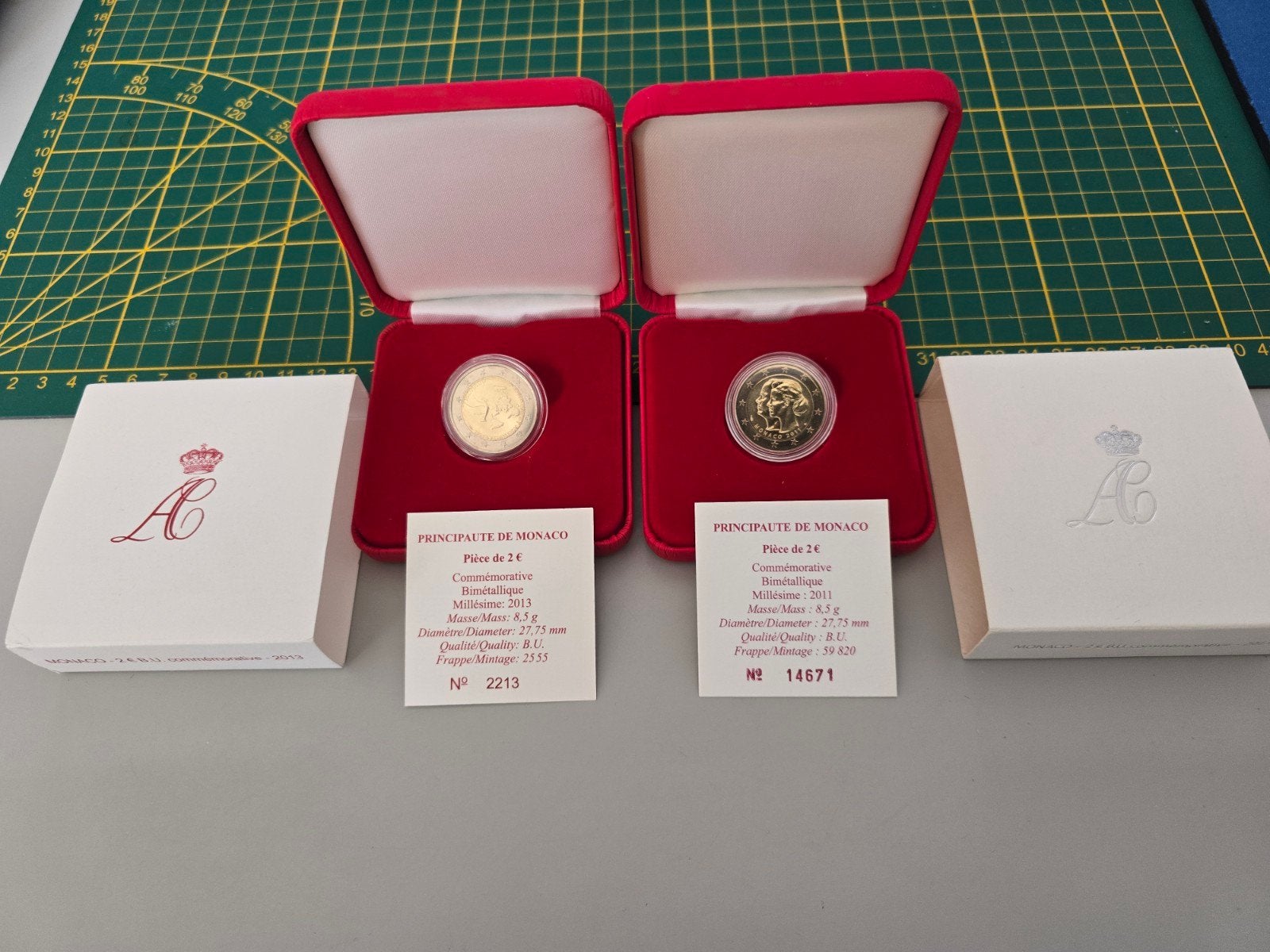 Monaco 2011 en 2013, Postzegels en Munten, Munten | Europa | Euromunten, Ophalen of Verzenden, Monaco, 2 euro, Setje