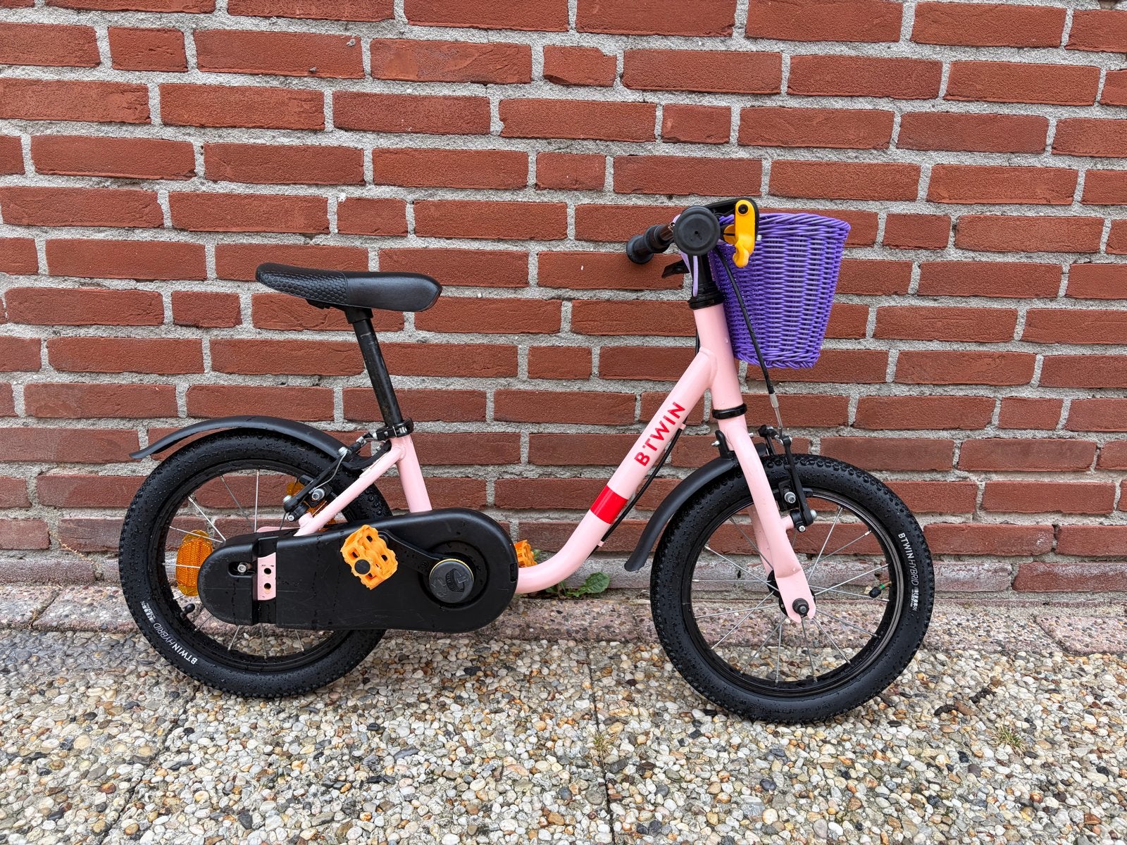 B'TWIN 2-in-1 kinderfiets/loopfiets DISOVER 500 14 inch roze, Ophalen of Verzenden, Zo goed als nieuw, Velgrem, Minder dan 16 inch