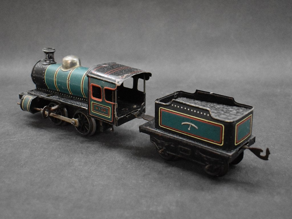 Bing blikken trein met uurwerk spoor 0 jaren 1930, Antiek en Kunst, Ophalen of Verzenden