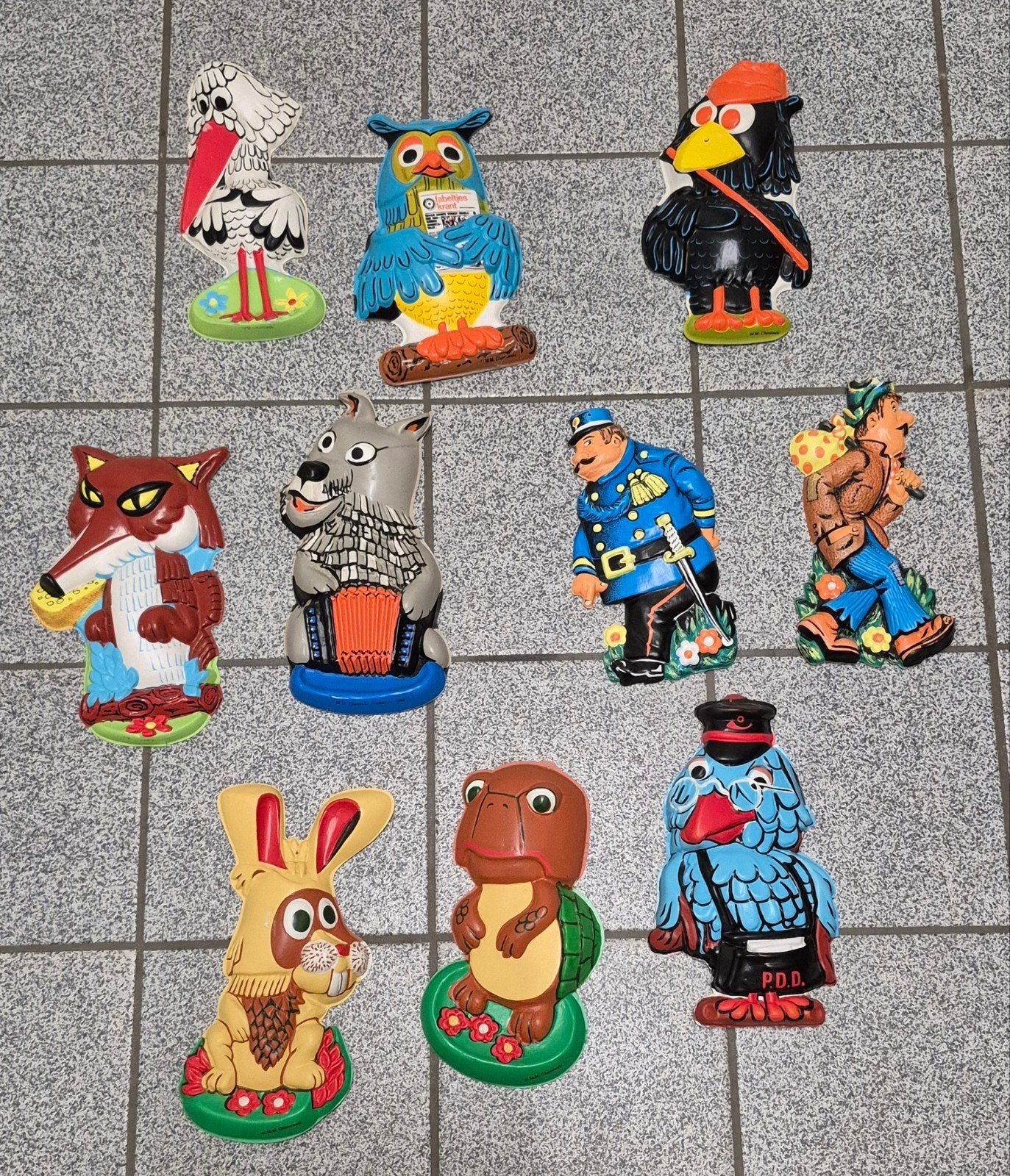 Vintage sprookjesfiguren wanddecoratie (10 stuks), Ophalen, Gebruikt