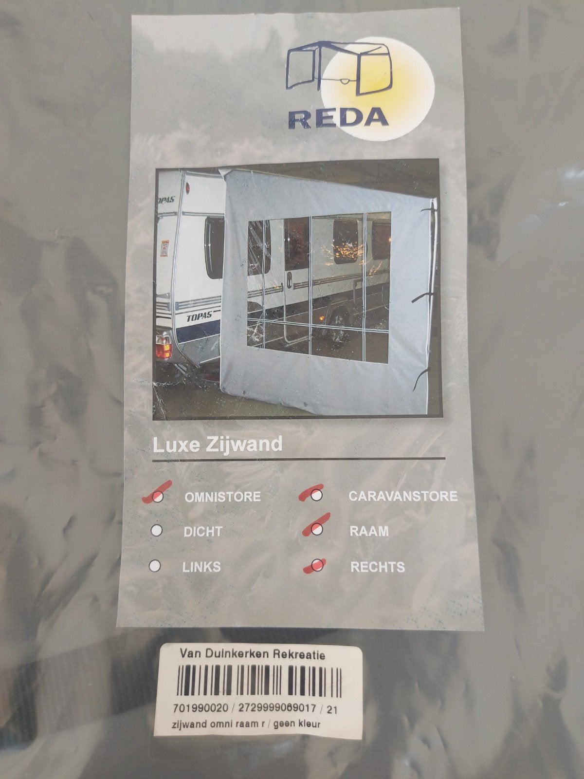2 REDA zijwanden voor luifel, Caravans en Kamperen, Ophalen of Verzenden, Zo goed als nieuw