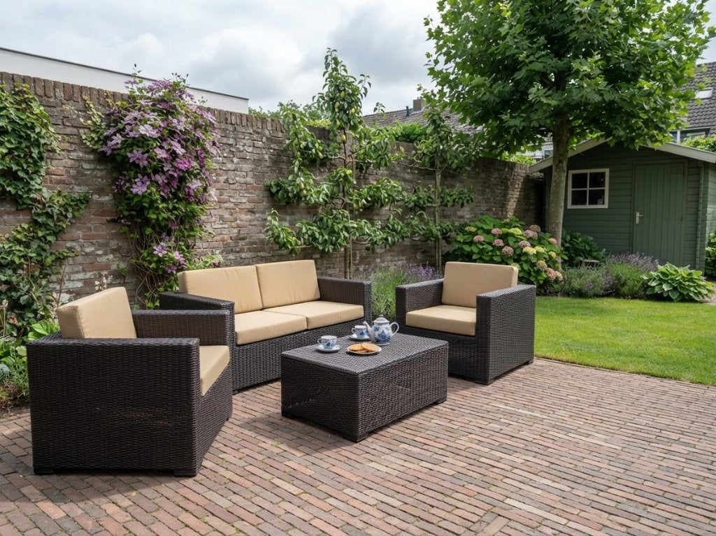 Stijlvolle en comfortabele 4-delige wicker loungeset, Ophalen, 4 zitplaatsen, Wicker, Tuinset