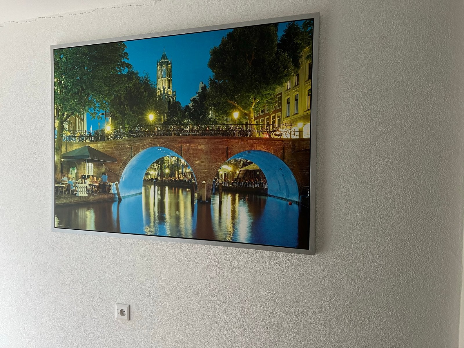 Schilderij Utrecht Gracht met Domtoren, Ophalen, Gebruikt, 125 cm of meer, Schilderij