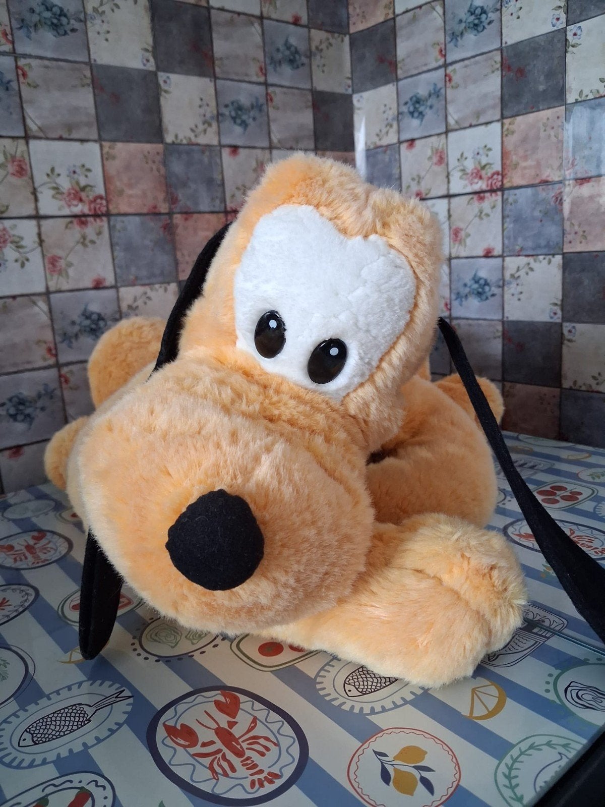Grote Disney Pluto knuffel, Oranje, Disney, Middelgroot (20 tot 80 cm), Disney