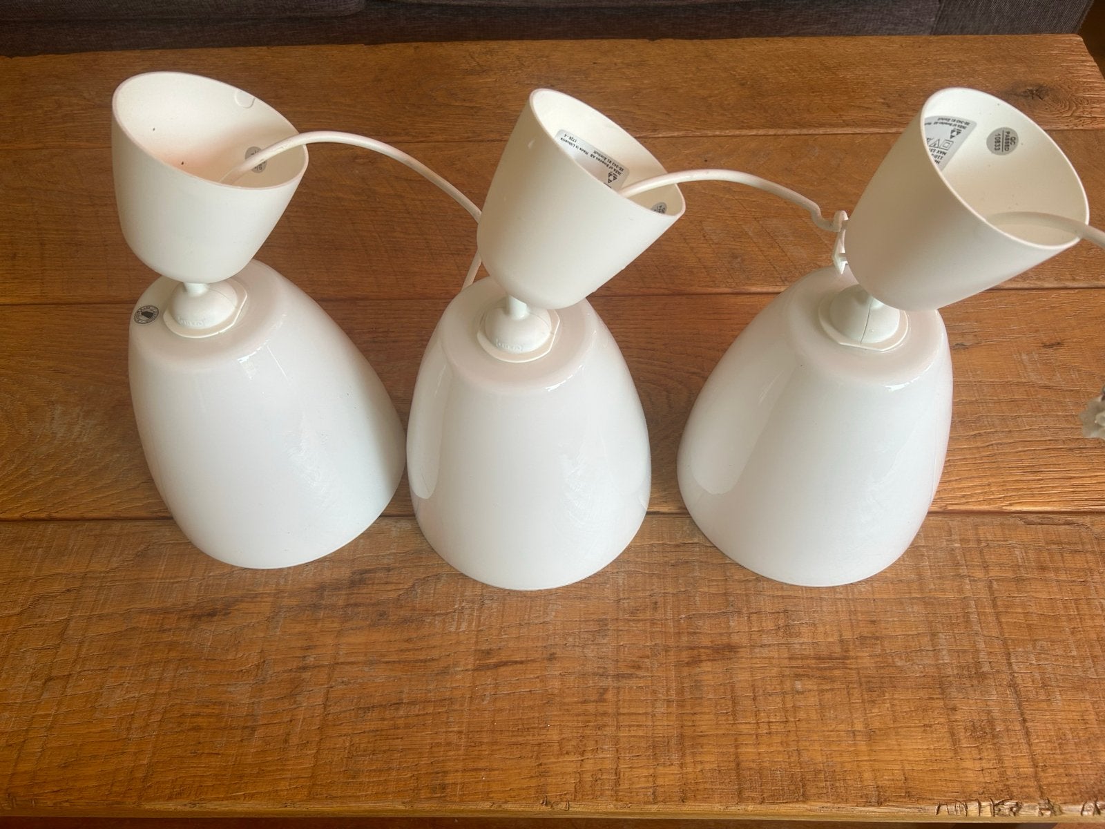 Set van 3 Retro Glazen IKEA Plafondlampen - Handgemaakt, Ophalen, Wit, Gebruikt, IKEA