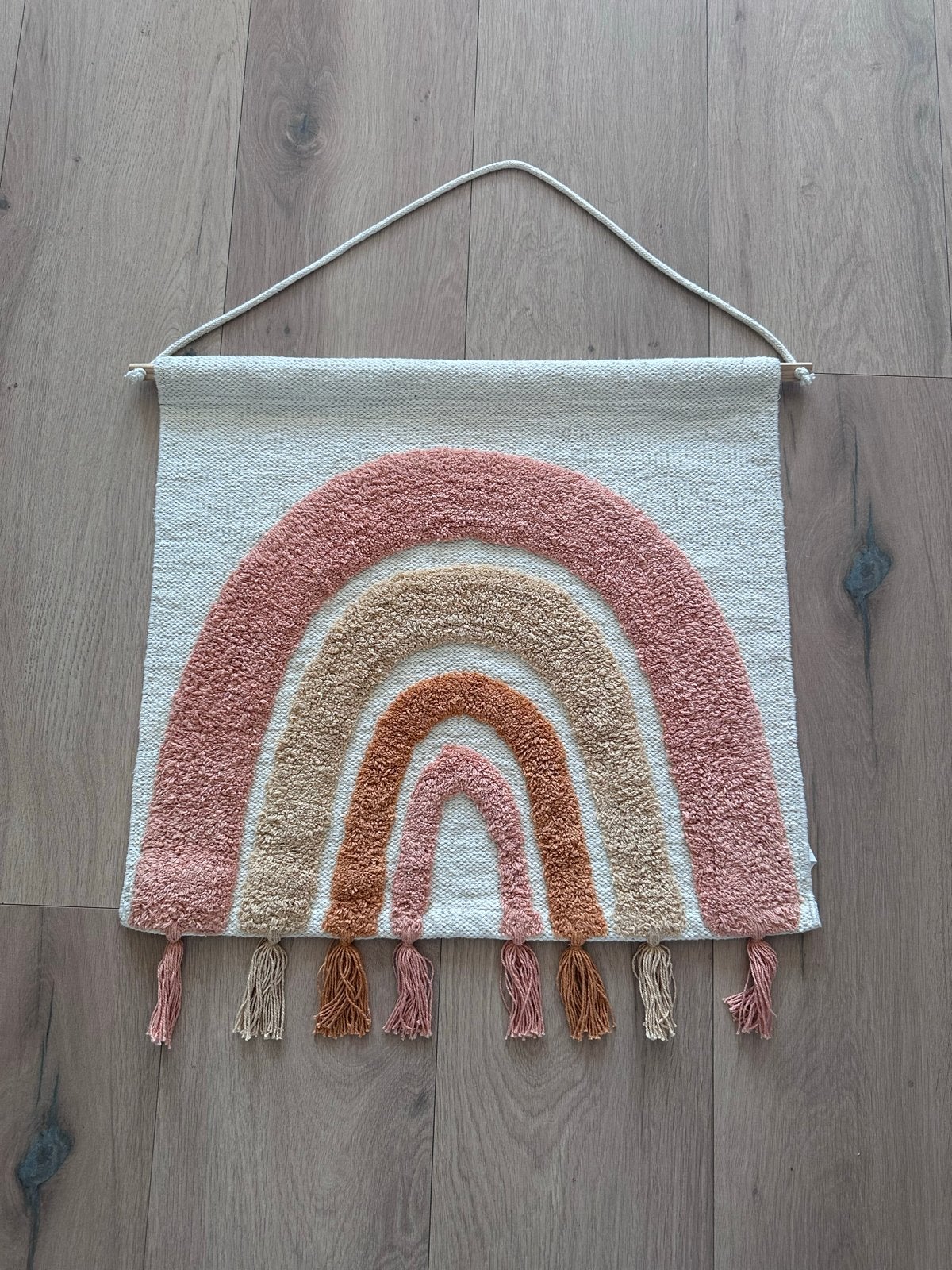 À La Rainbow Tufted Wanddecoratie - Handgemaakt in India, Boho, 62 cm, Meerkleurig, Zo goed als nieuw