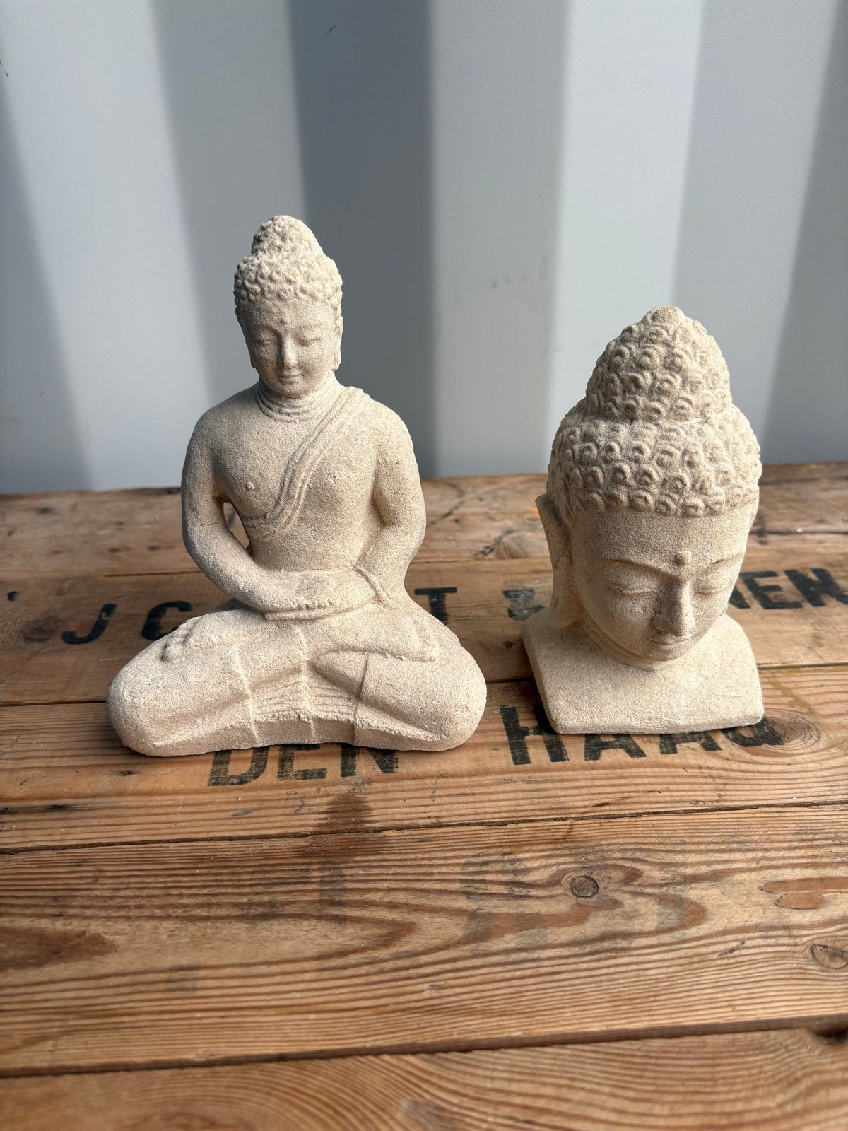 PTMD Boeddha beeldjes - Set van 2, Steen/keramiek, Beige, Ophalen of Verzenden, Ossenkamppad 25