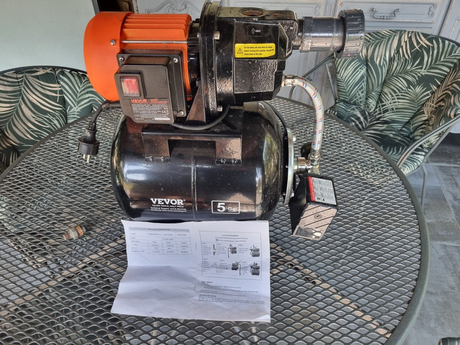 Vevor Hydrofoorpomp 50L/min - Zo goed als nieuw, Tuin en Terras, Waterpompen, Ophalen of Verzenden, Nieuw, Elektrisch, Hydrofoorpomp