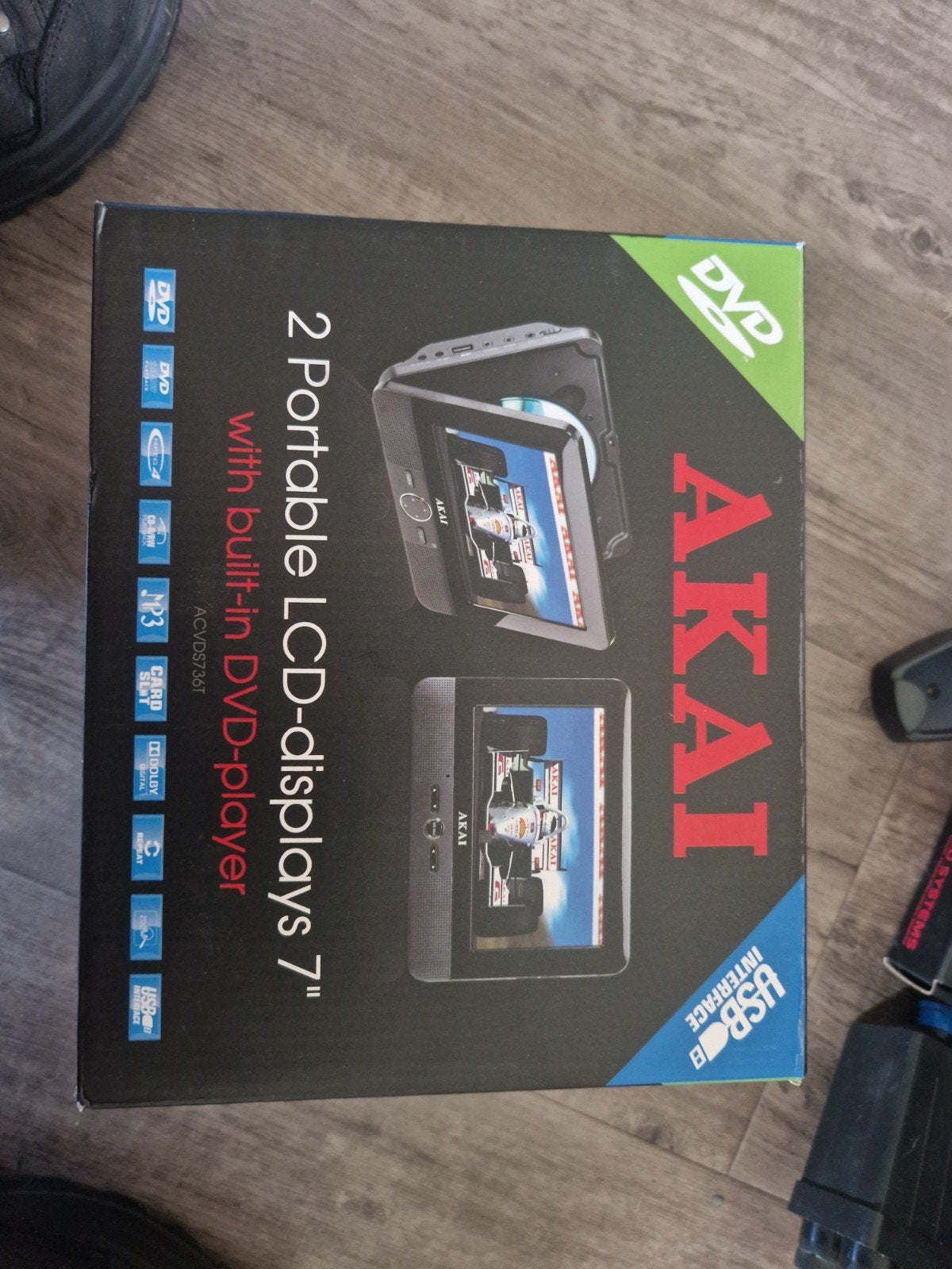 AKAI Draagbare DVD-speler met 2x 7" LCD-schermen, Ophalen of Verzenden, Nieuw, Dvd-speler, Draagbaar