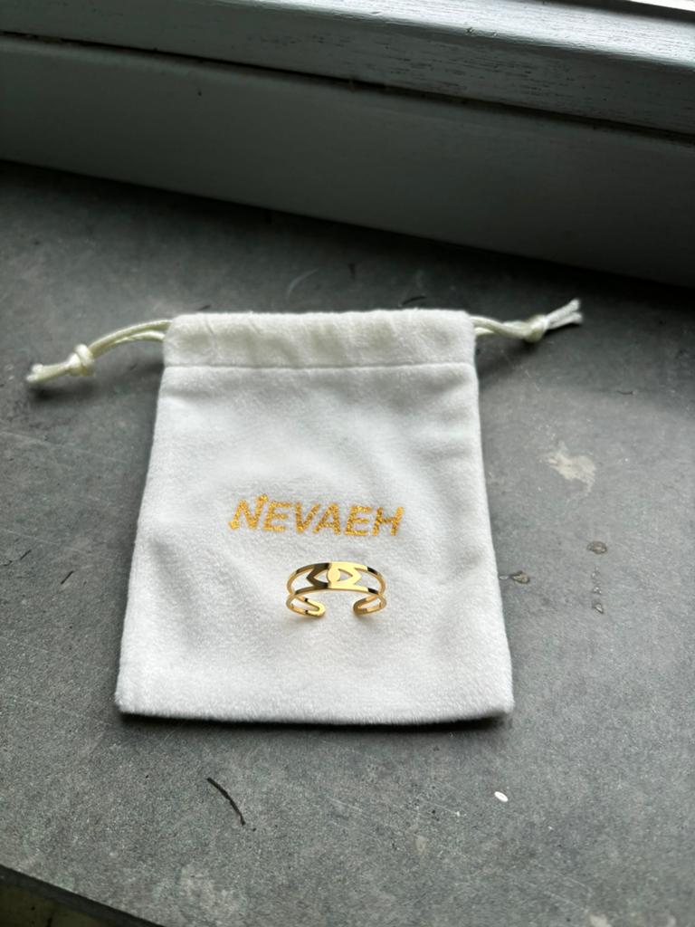Nieuwe Nevaeh ring met oog verstelbaar goud, Nieuw, Ophalen of Verzenden, Dame, Goud