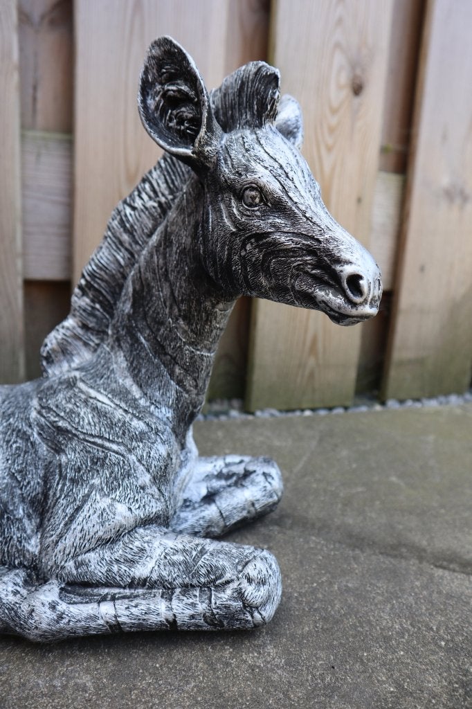 Zebra beeld antiek zilver 35 cm | Tuinbeeld & woondecoratie, -, -, Nieuw, Kunststof